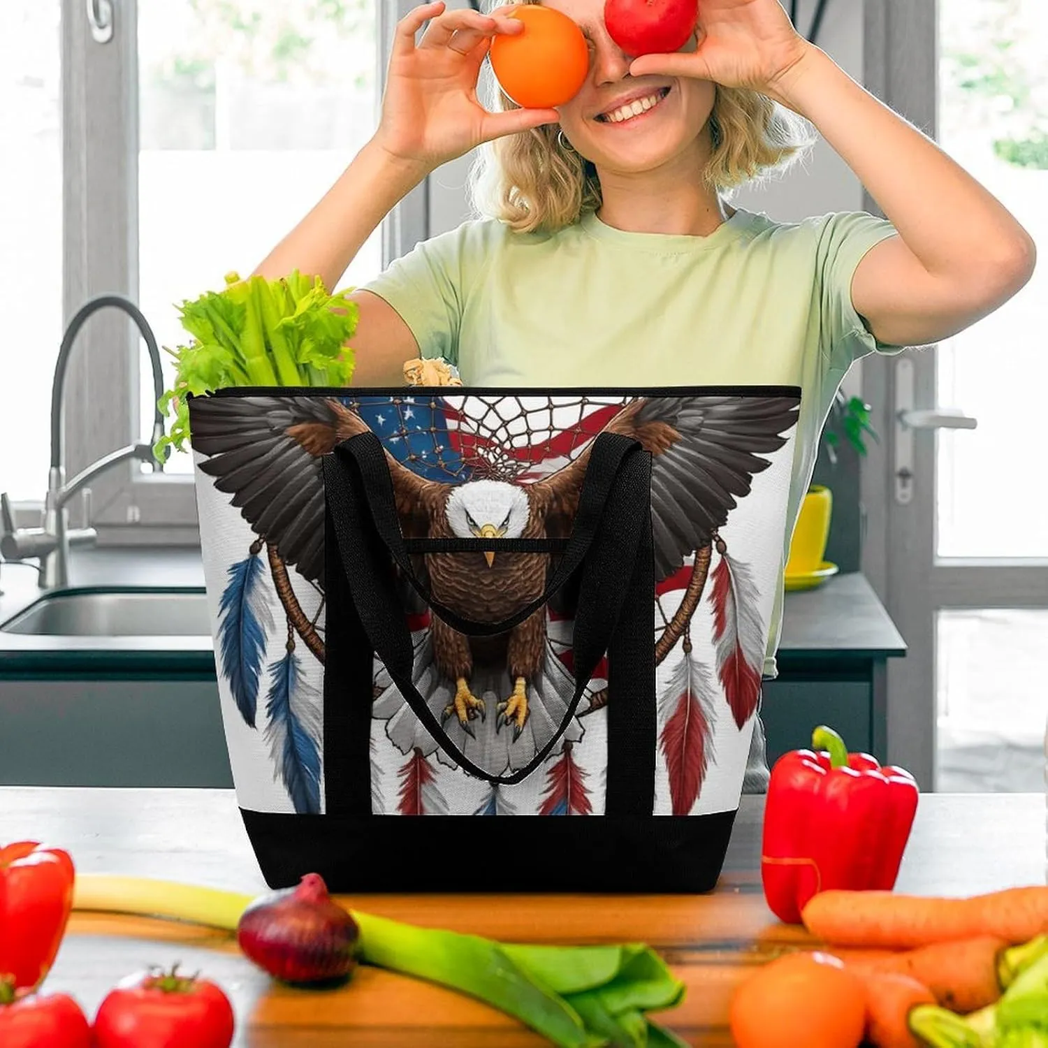 Large Thermal Shopping Tote Bag Travel Friendly Fashion Handbag Commuter Bag