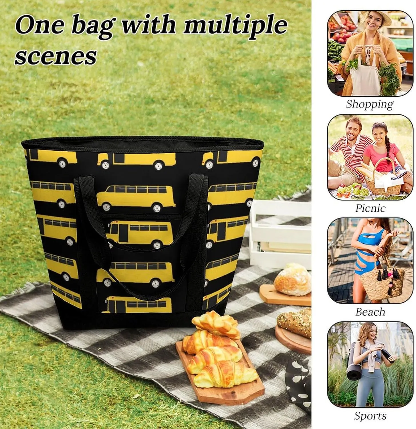 Large Thermal Shopping Tote Bag Travel Friendly Fashion Handbag Commuter Bag