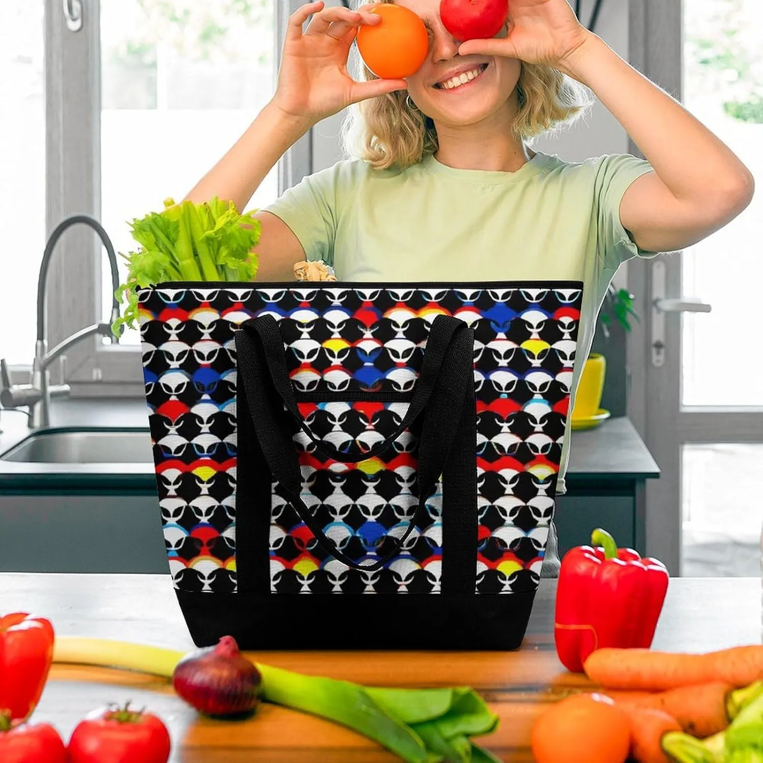 Large Thermal Shopping Tote Bag Travel Friendly Fashion Handbag Commuter Bag