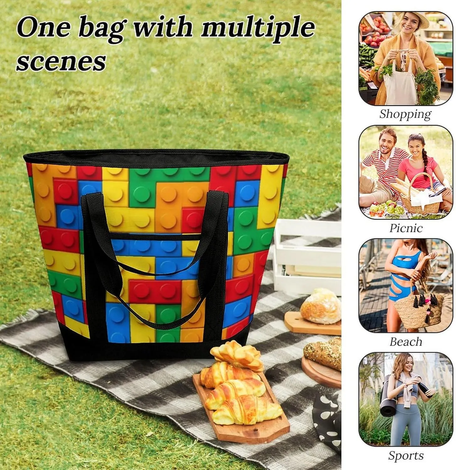 Large Thermal Shopping Tote Bag Travel Friendly Fashion Handbag Commuter Bag