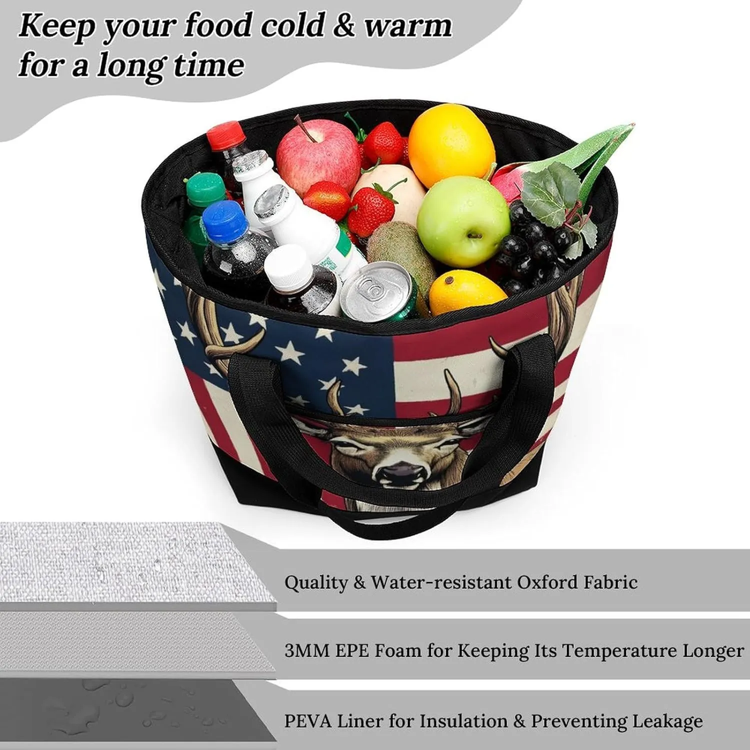 Large Thermal Shopping Tote Bag Travel Friendly Fashion Handbag Commuter Bag