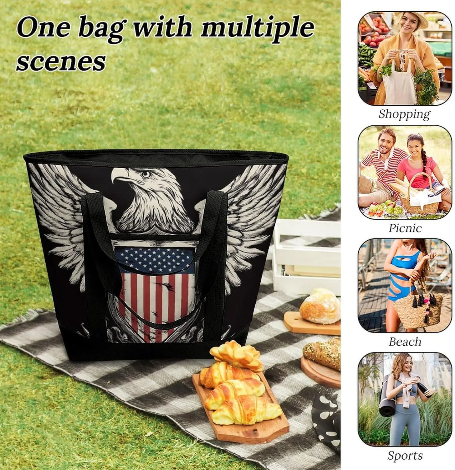 Large Thermal Shopping Tote Bag Travel Friendly Fashion Handbag Commuter Bag