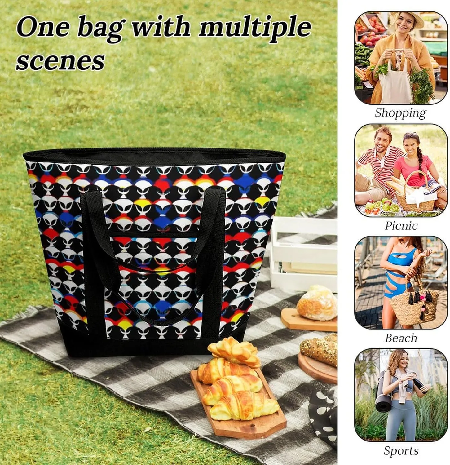 Large Thermal Shopping Tote Bag Travel Friendly Fashion Handbag Commuter Bag