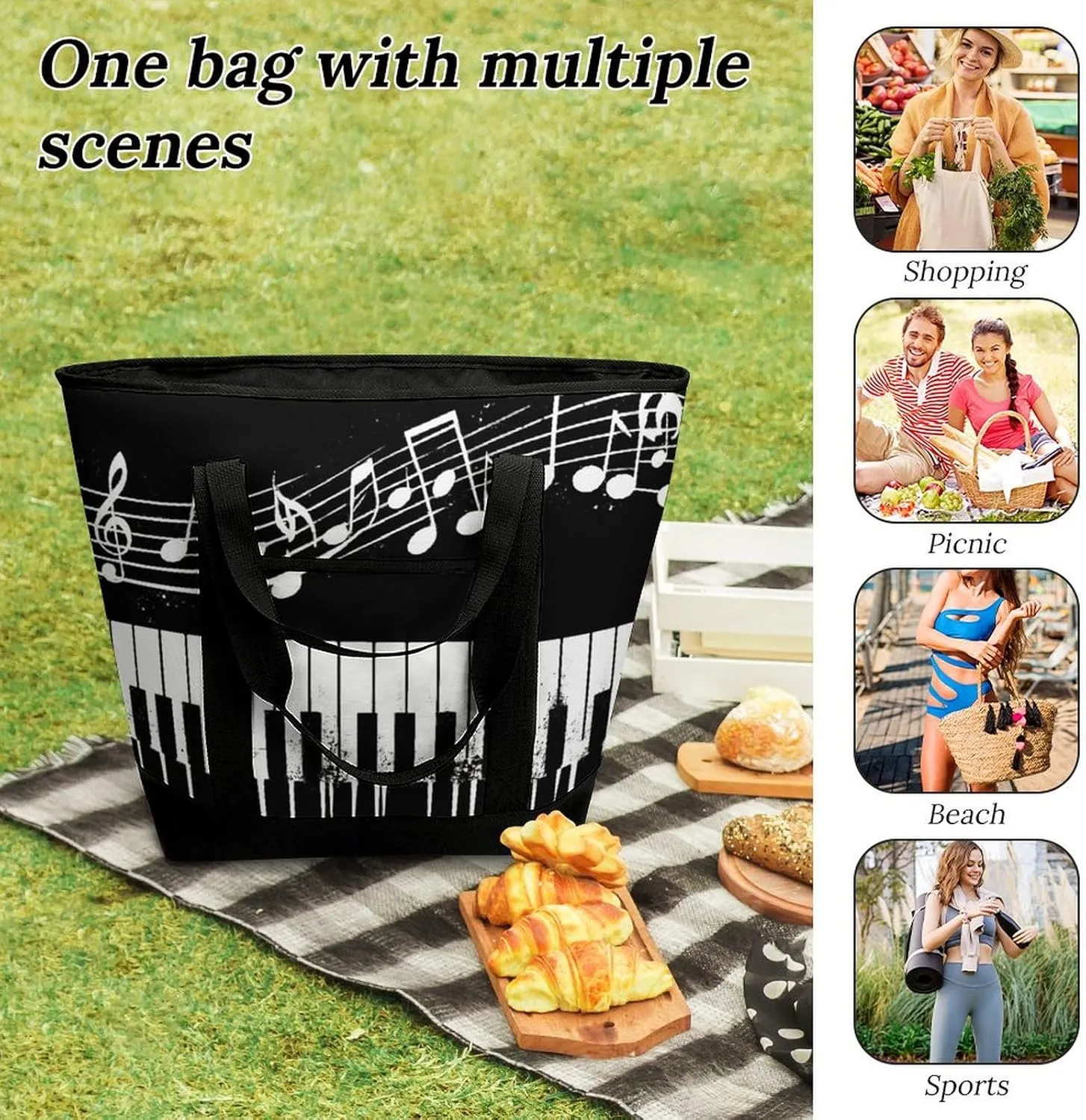 Large Thermal Shopping Tote Bag Travel Friendly Fashion Handbag Commuter Bag