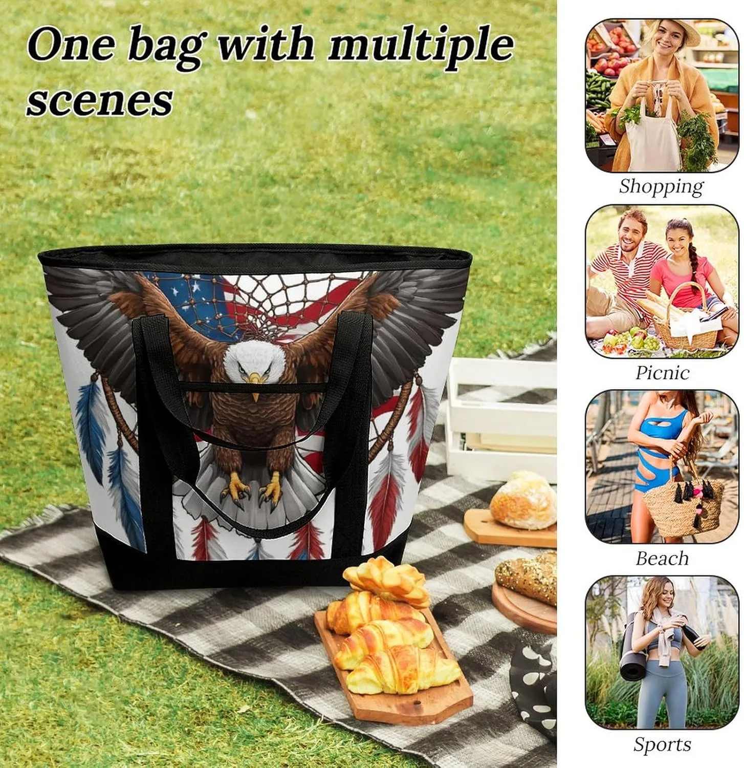 Large Thermal Shopping Tote Bag Travel Friendly Fashion Handbag Commuter Bag
