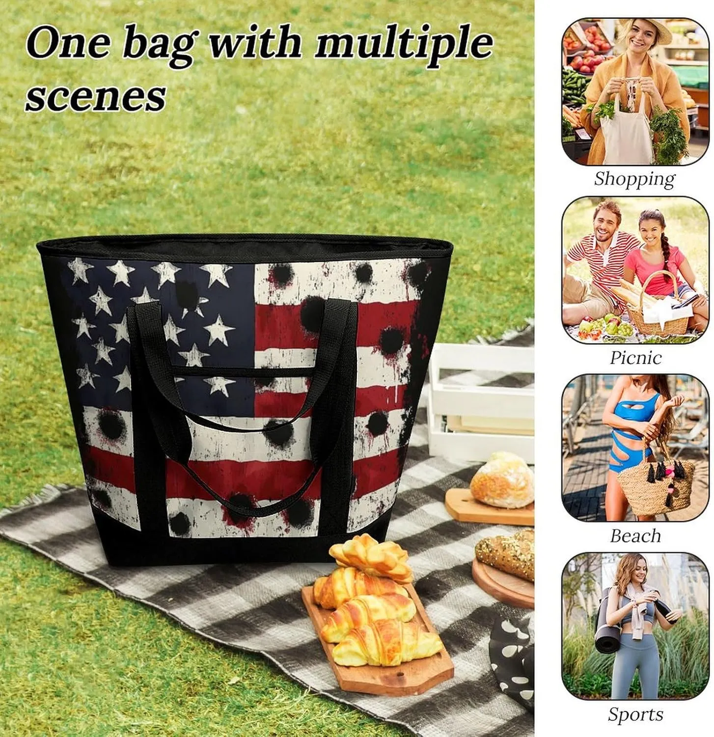 Large Thermal Shopping Tote Bag Travel Friendly Fashion Handbag Commuter Bag