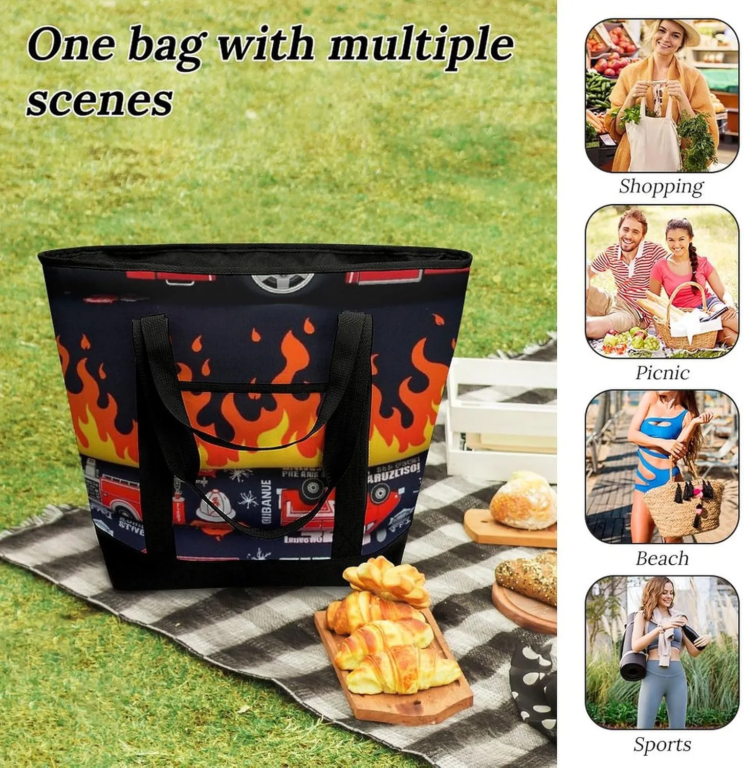 Large Thermal Shopping Tote Bag Travel Friendly Fashion Handbag Commuter Bag
