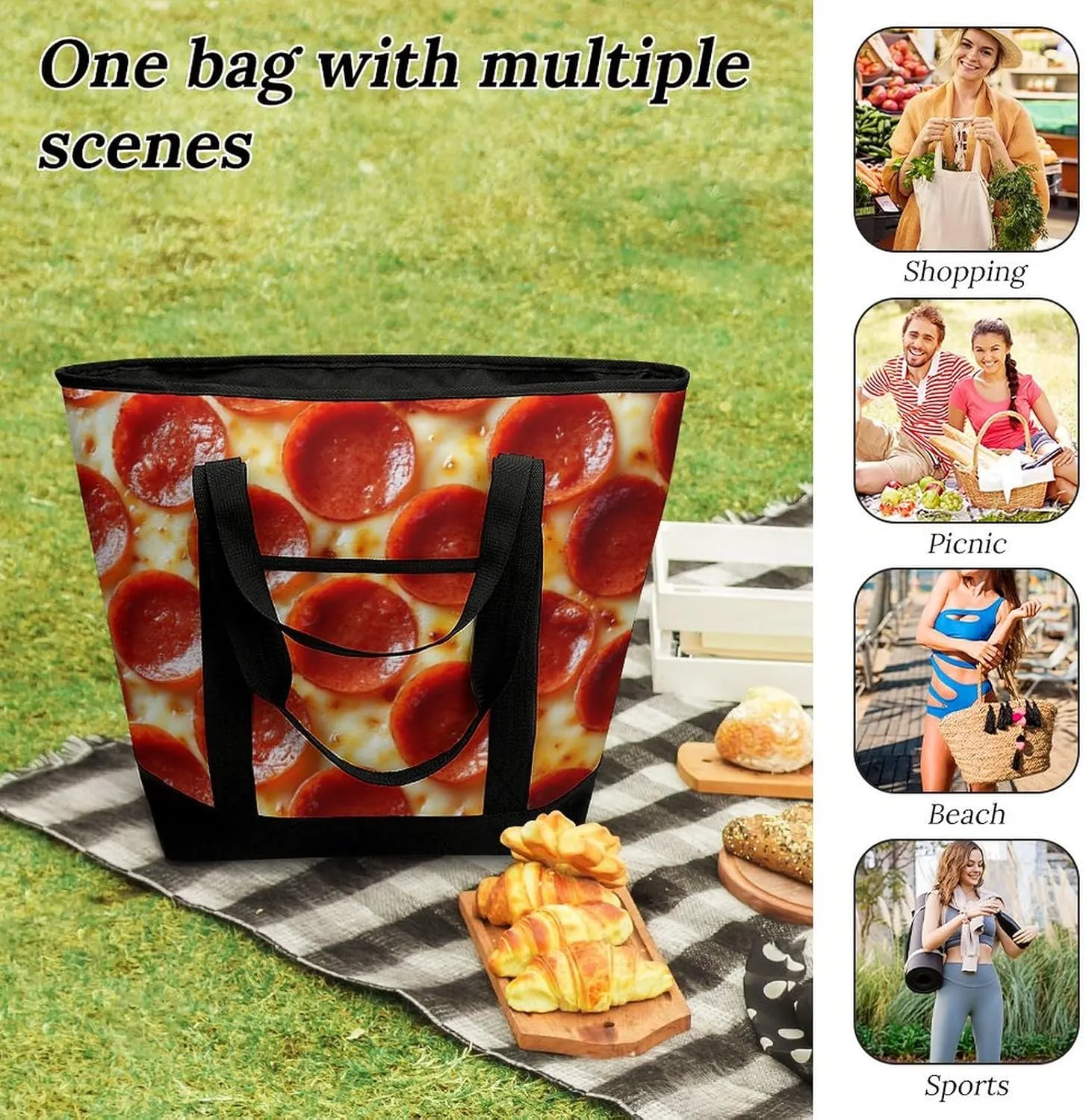Large Thermal Shopping Tote Bag Travel Friendly Fashion Handbag Commuter Bag