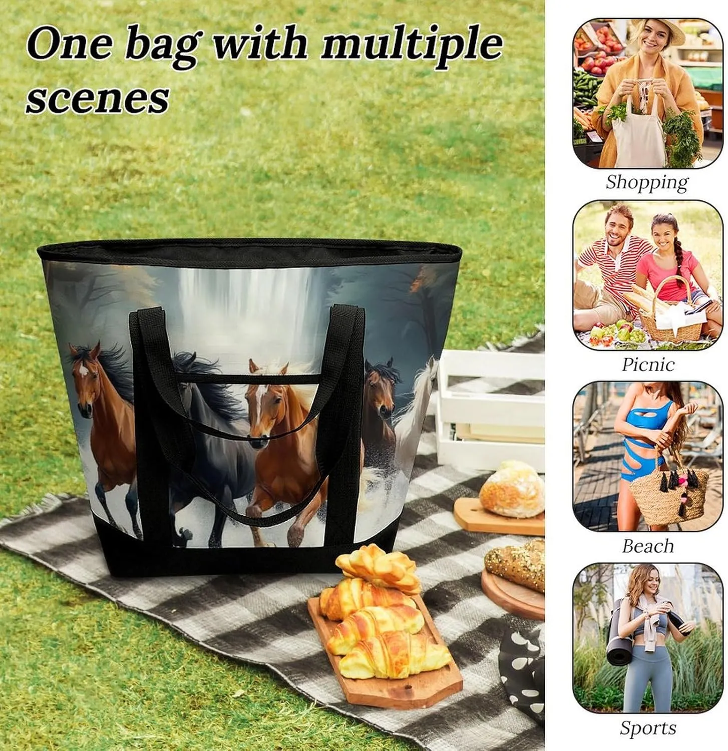 Large Thermal Shopping Tote Bag Travel Friendly Fashion Handbag Commuter Bag