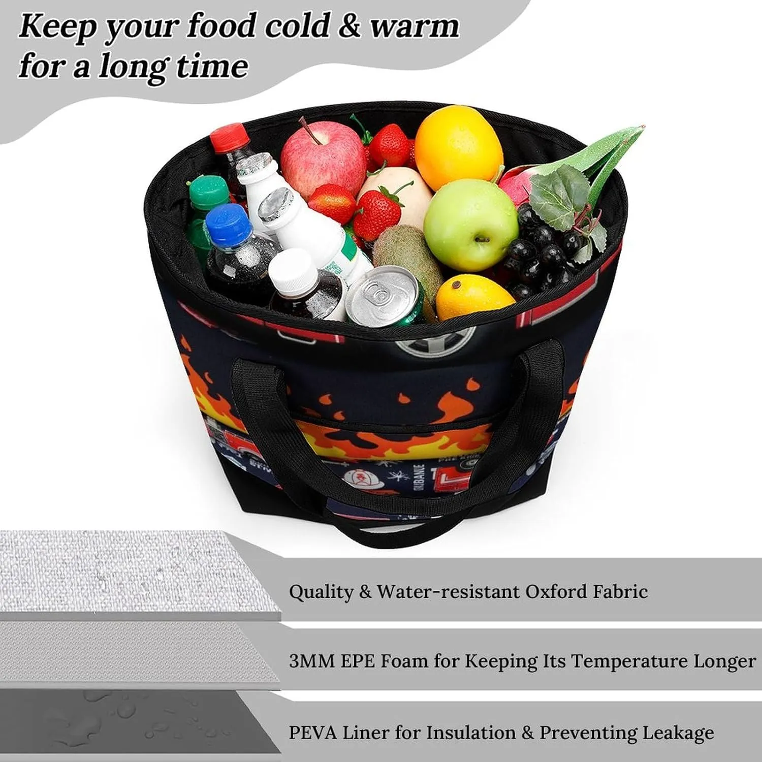 Large Thermal Shopping Tote Bag Travel Friendly Fashion Handbag Commuter Bag