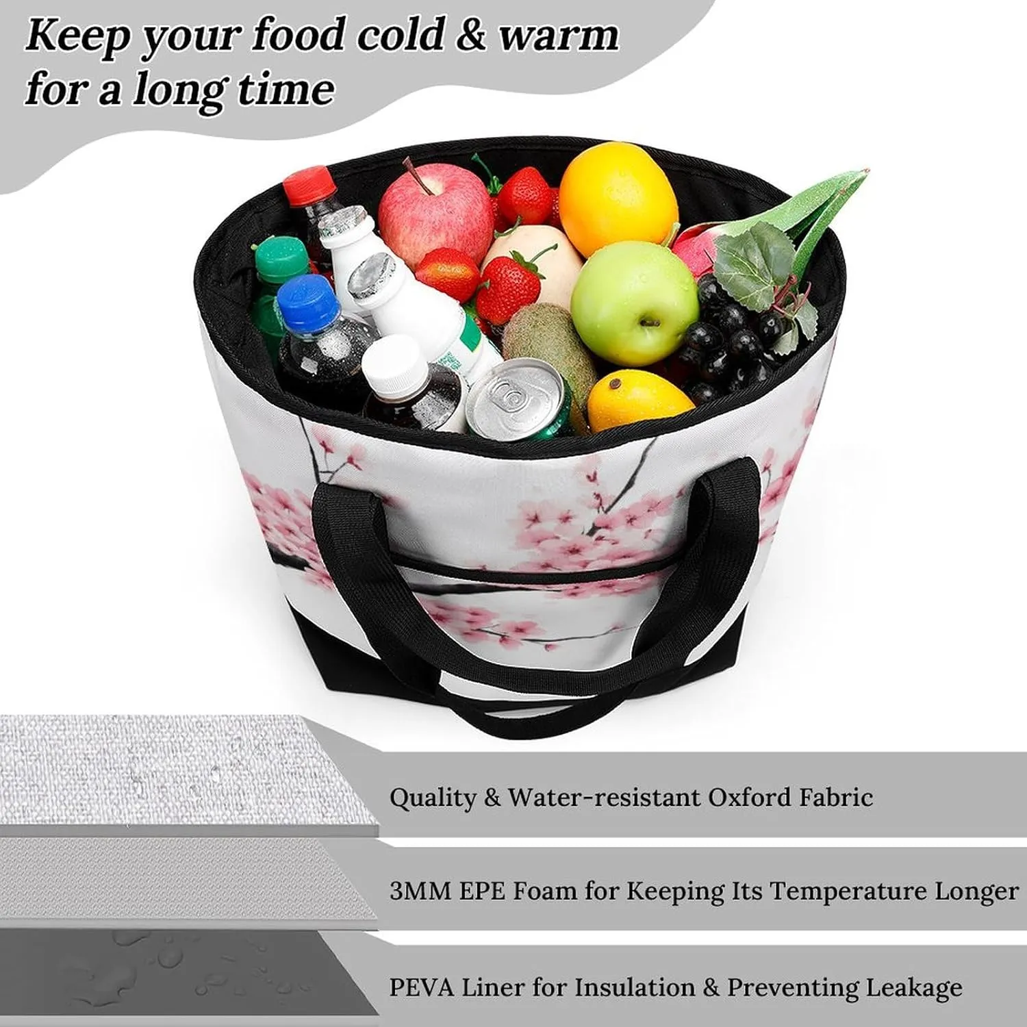 Large Thermal Shopping Tote Bag Travel Friendly Fashion Handbag Commuter Bag