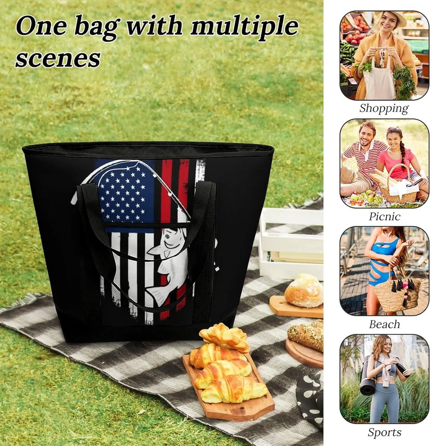 Large Thermal Shopping Tote Bag Travel Friendly Fashion Handbag Commuter Bag