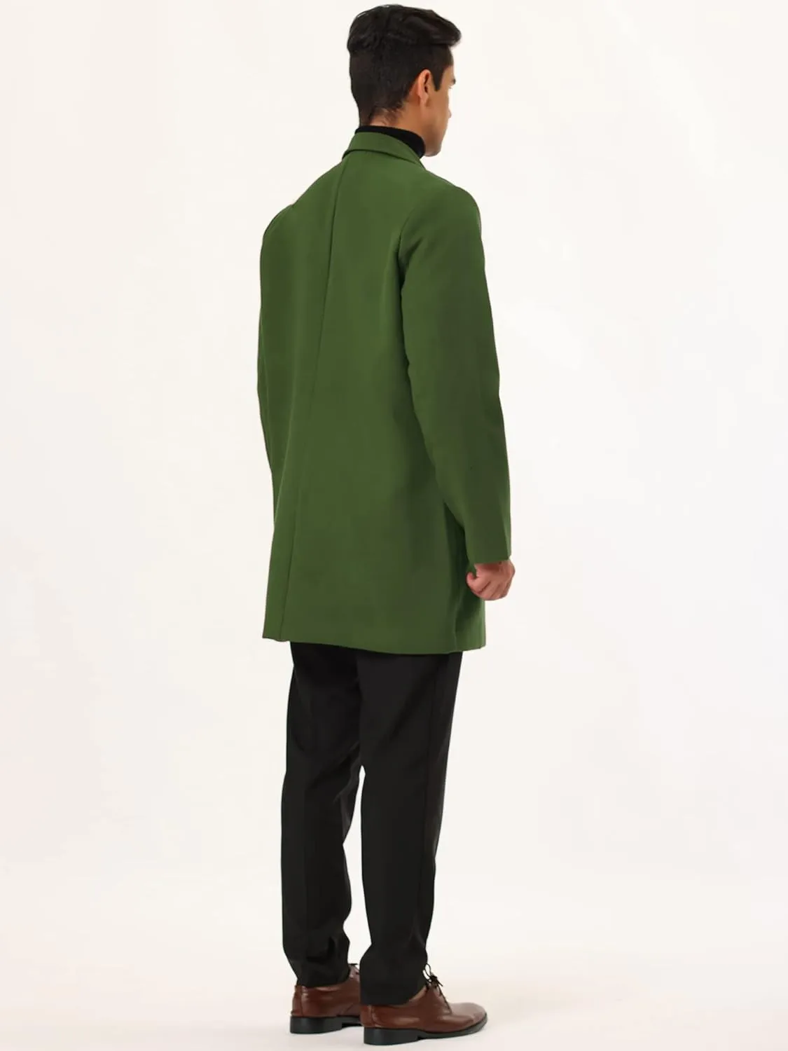 Lars Amadeus Men's Trench Coat Slim Fit Winter Notched Lapel Single Breasted Long Jacket Overcoat