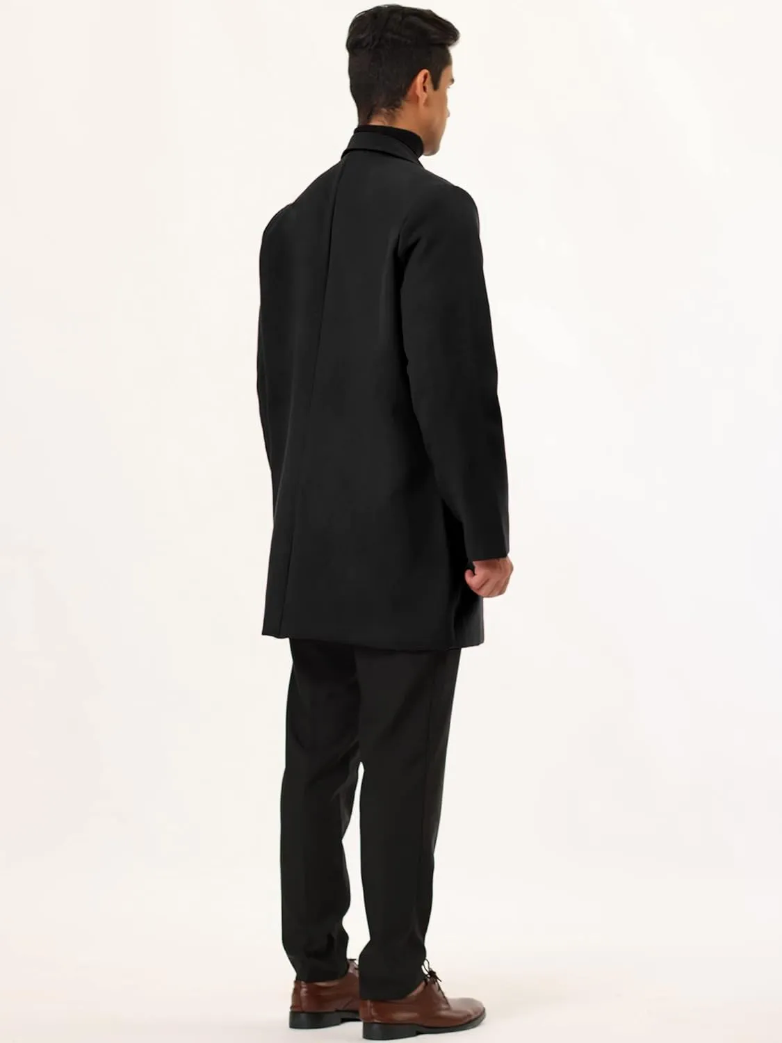Lars Amadeus Men's Trench Coat Slim Fit Winter Notched Lapel Single Breasted Long Jacket Overcoat