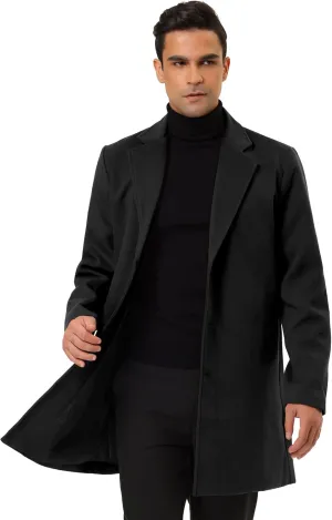 Lars Amadeus Men's Trench Coat Slim Fit Winter Notched Lapel Single Breasted Long Jacket Overcoat