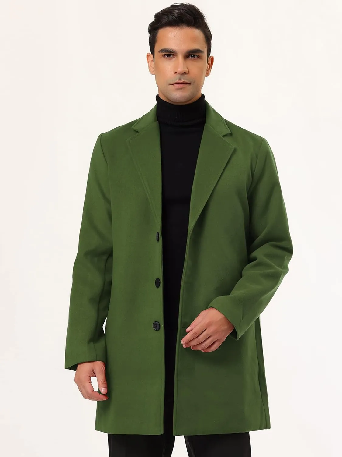 Lars Amadeus Men's Trench Coat Slim Fit Winter Notched Lapel Single Breasted Long Jacket Overcoat