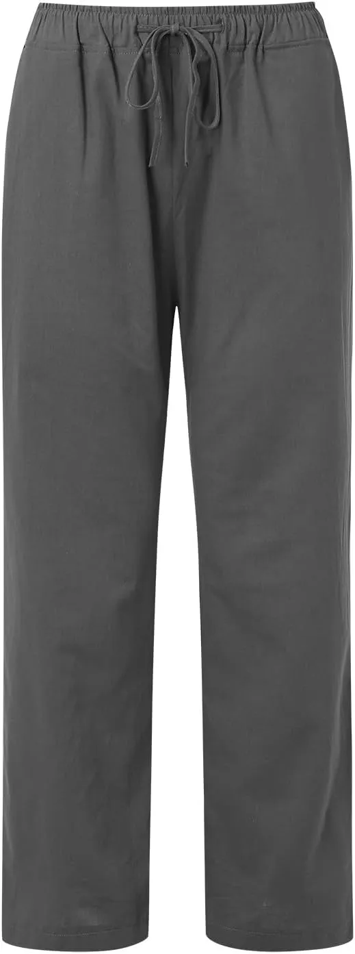 Linen Pants for Women 2025 Summer Wide Leg Palazzo Pants Comfy Drawstring High Waist Casual Beach Trousers Pockets