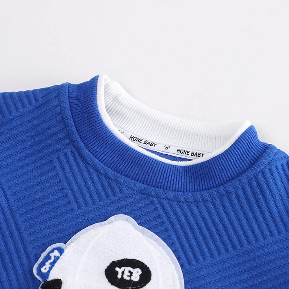 little Surprise Box Blue & Grey Rock on Teddy 2 piece Track Suit set for Toddlers & Kids