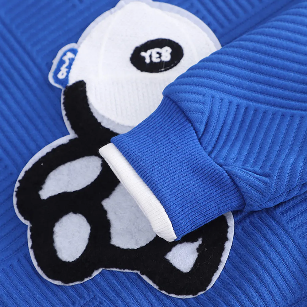 little Surprise Box Blue & Grey Rock on Teddy 2 piece Track Suit set for Toddlers & Kids
