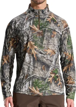 LOOGU Men's Quarter Zip Golf Pullover Long Sleeve 1/4 Zip Mock Neck UPF50  Shirts Running Athletic Hiking Quick Dry Outdoor