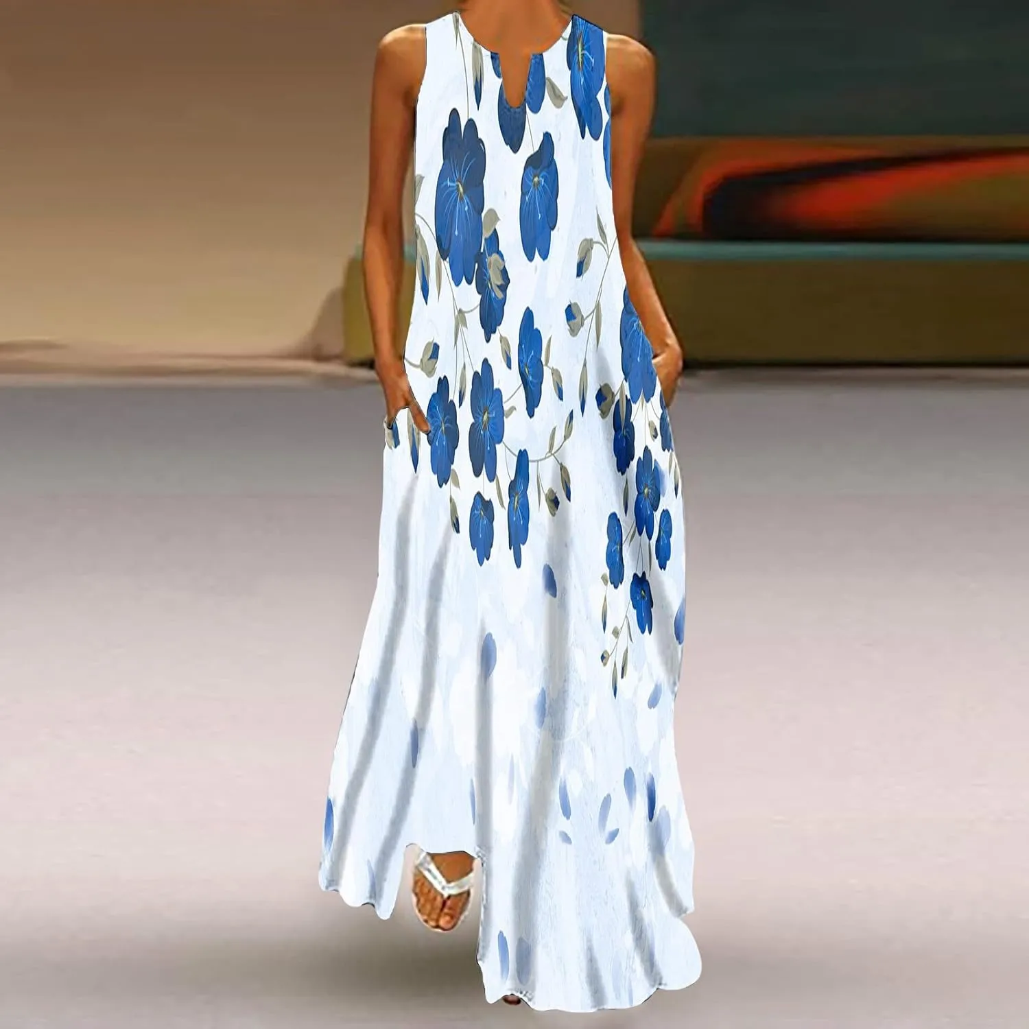 LRMQS Summer Dresses for Women 2025 Vacation Beach Casual Flowy Spring Maxi Dress Floral Plus Size Sundress Long Sun Dresses