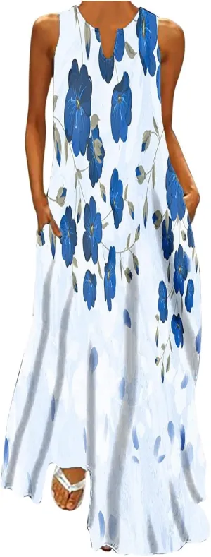 LRMQS Summer Dresses for Women 2025 Vacation Beach Casual Flowy Spring Maxi Dress Floral Plus Size Sundress Long Sun Dresses
