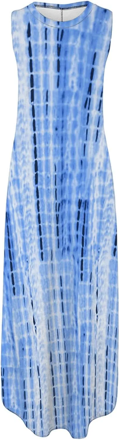 LRMQS Summer Sun Dresses for Women 2025 Vacation Beach Hawaiian Flowy Maxi Dress Boho Spring Casual Sleeveless Long Sundress