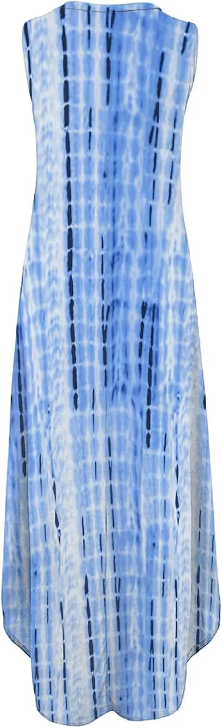 LRMQS Summer Sun Dresses for Women 2025 Vacation Beach Hawaiian Flowy Maxi Dress Boho Spring Casual Sleeveless Long Sundress