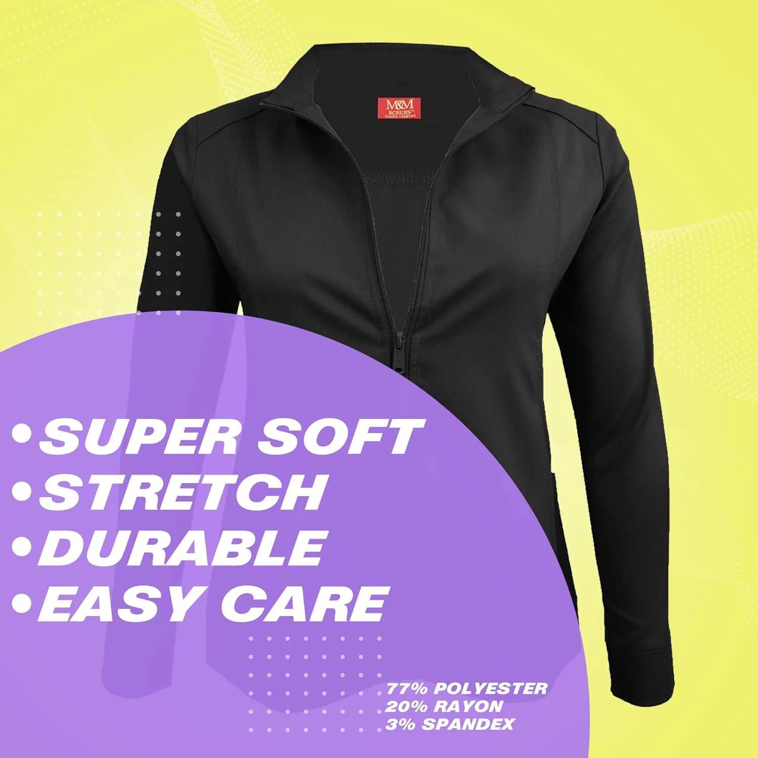 M&M SCRUBS Women's Ultra Soft Front Zip Warm-Up Scrub Jacket