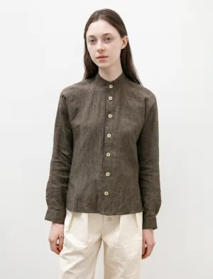 Mandarin Collar Shirt Walnut Linen