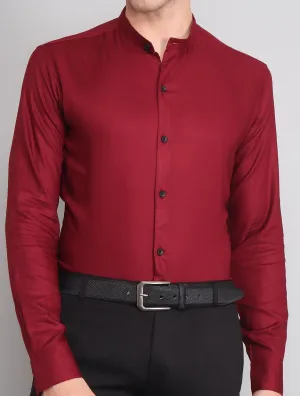 Maroon Mandarin Men's Shirt