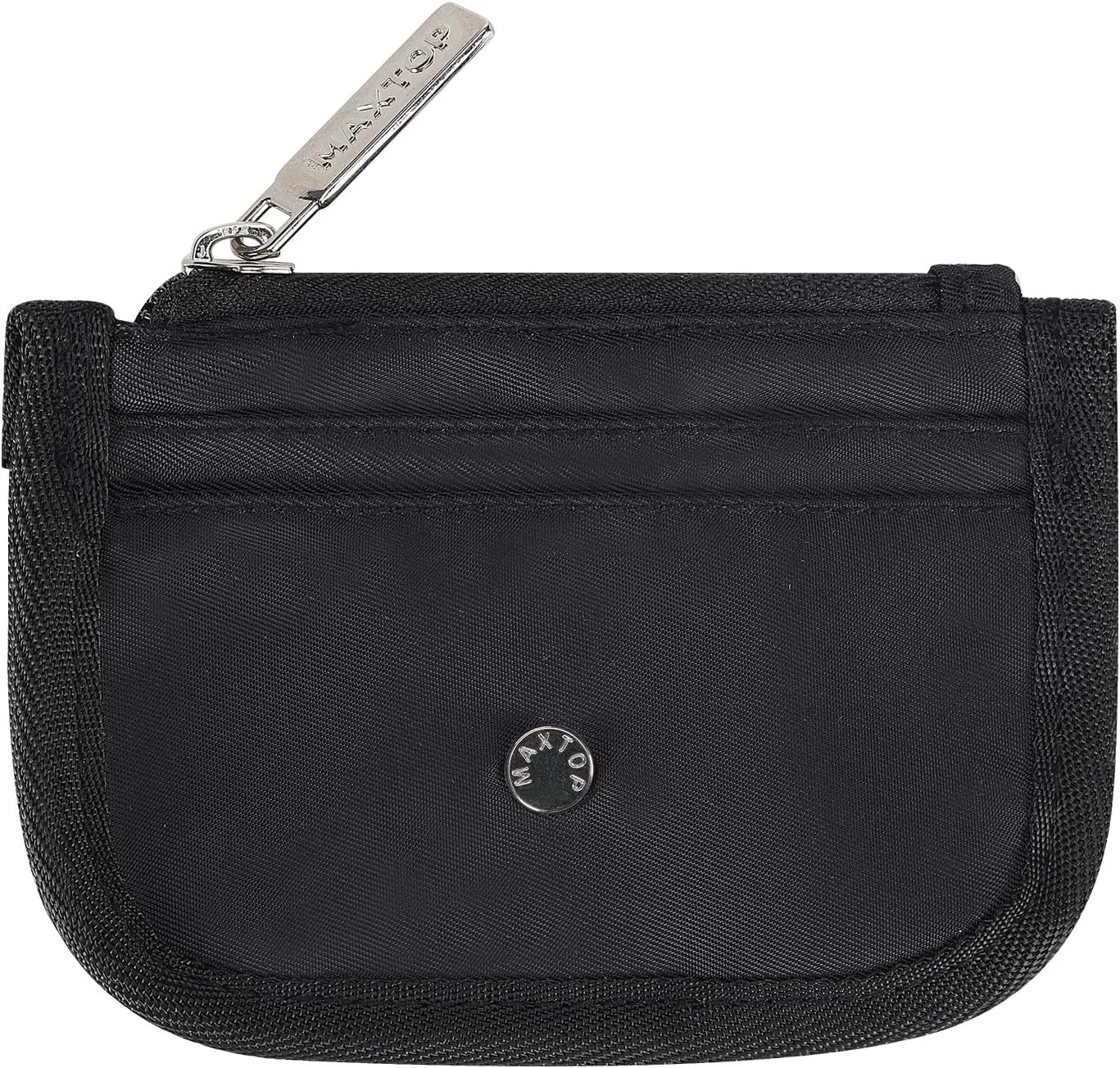 MAXTOP Slim Minimalist Wallet Card Holder For Women Men,Mini Zip Around keychain Coin Purse Women,Black