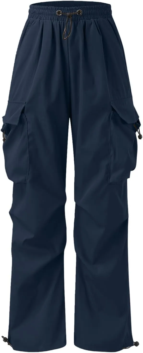 Men's Baggy Cargo Pants Casual Parachute Cargo Pants Elasticated Waist Loose Fit Outdoor Joggers Multi Pockets