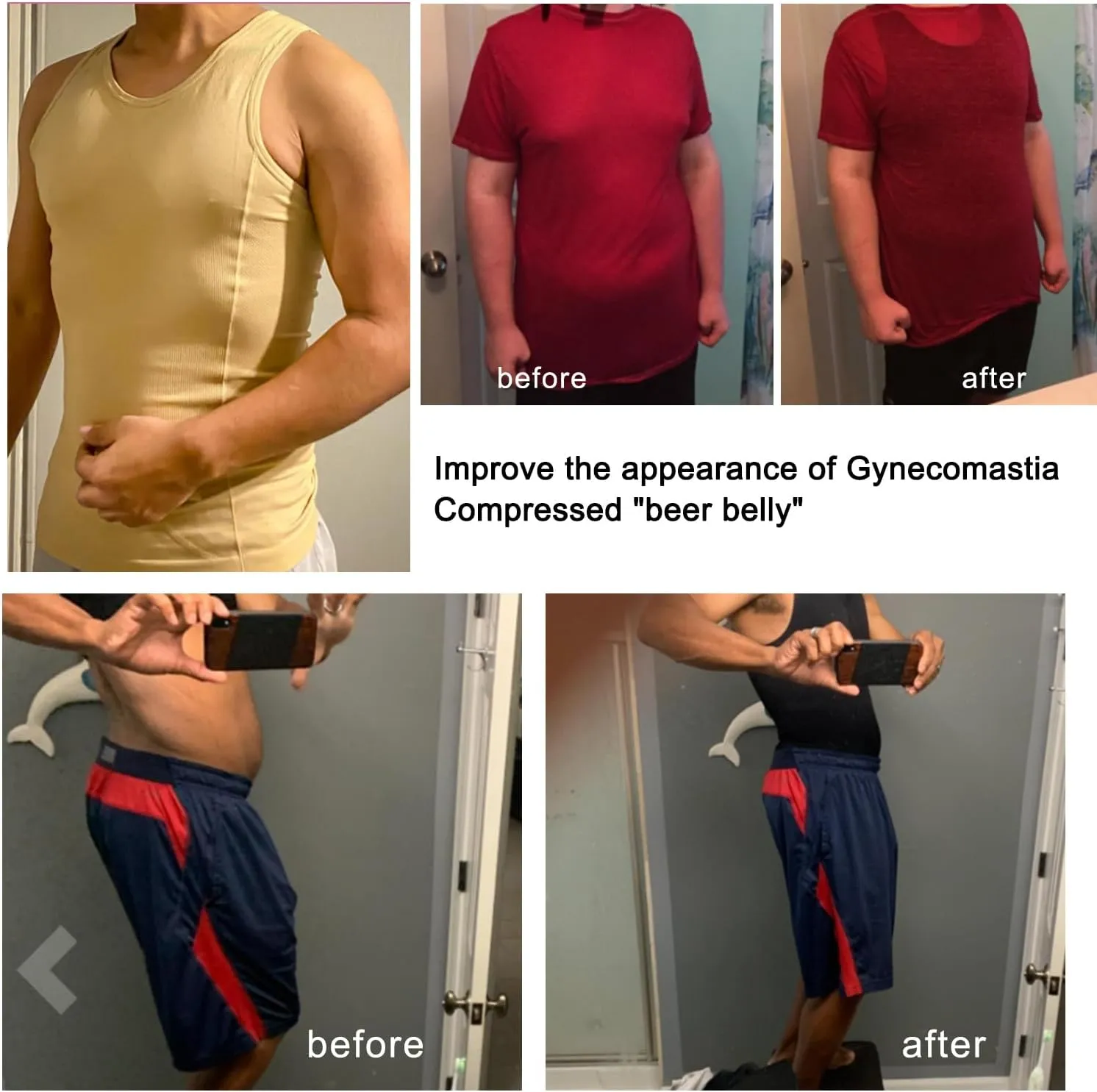 Mens Compression Shirt Slimming Body Shaper Vest Sleeveless Waist Trainer Workout Tank Top Tummy Control Shapewear