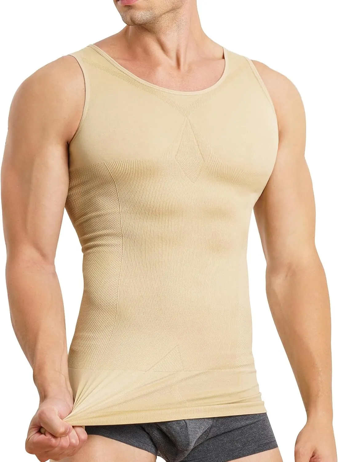 Mens Compression Shirt Slimming Body Shaper Vest Sleeveless Waist Trainer Workout Tank Top Tummy Control Shapewear