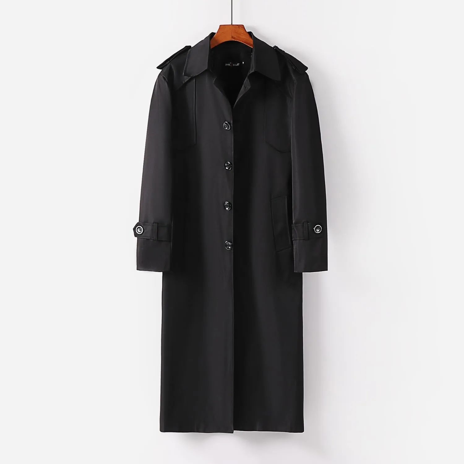 Men's Extra Long Trench Coat Casual Lapel Single-Breasted Coat Bussiness Work Plus Size Windbreaker