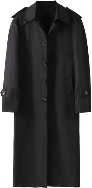 Men's Extra Long Trench Coat Casual Lapel Single-Breasted Coat Bussiness Work Plus Size Windbreaker