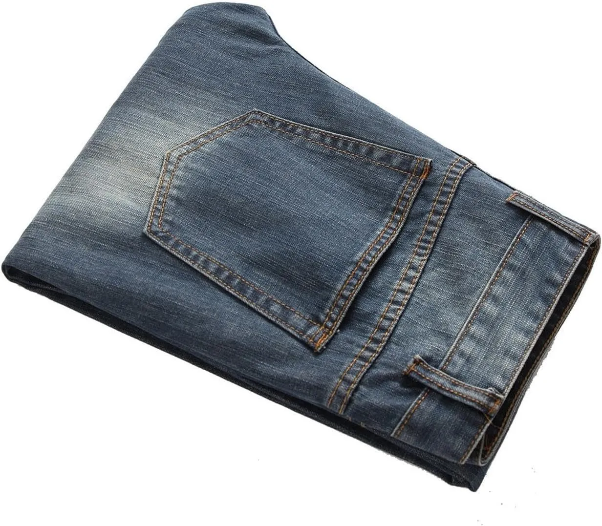 Men's Jeans Stretch Straight Wash Casual Sport Slim Fit Jeans Drawstring Elasticated Waist Denim Pants with Pockets