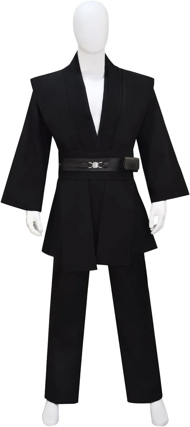 Men's Jedi Robe Costume Adult Halloween Tunic Hooded Robe Pants Uniform Anakin Outfits Cosplay Full Set