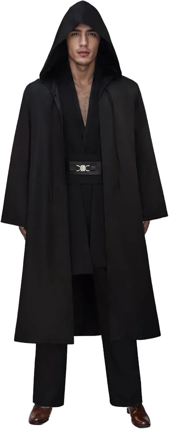 Men's Jedi Robe Costume Adult Halloween Tunic Hooded Robe Pants Uniform Anakin Outfits Cosplay Full Set