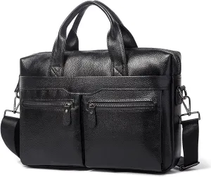 Men's Leather Laptop Briefcase, Genuine leather Crossbody bag, Adjustable Shoulder Strap, Travel-Friendly, for Work Commuting