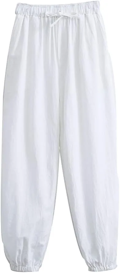 Men's Martial Arts Pants Chinese Kung Fu Harem Pants Loose Yoga Trousers Cotton Tai Chi Pants,Tang Suit Pants