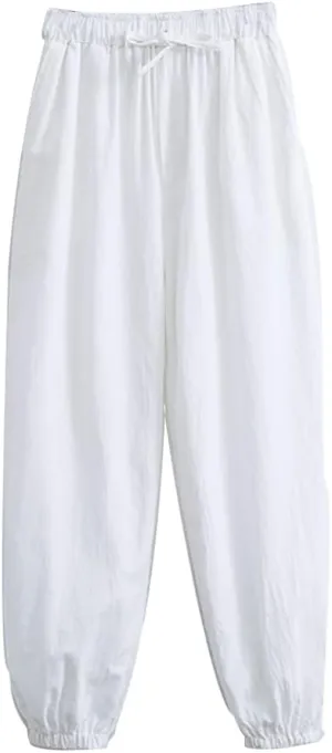 Men's Martial Arts Pants Chinese Kung Fu Harem Pants Loose Yoga Trousers Cotton Tai Chi Pants,Tang Suit Pants
