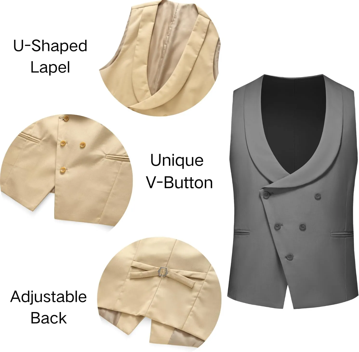 Men's Slim Fit 3-Piece Suit - One Button Wedding Prom Tuxedo, Includes Blazer, Vest, and Pants