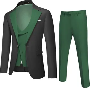 Men's Slim Fit 3-Piece Suit - One Button Wedding Prom Tuxedo, Includes Blazer, Vest, and Pants