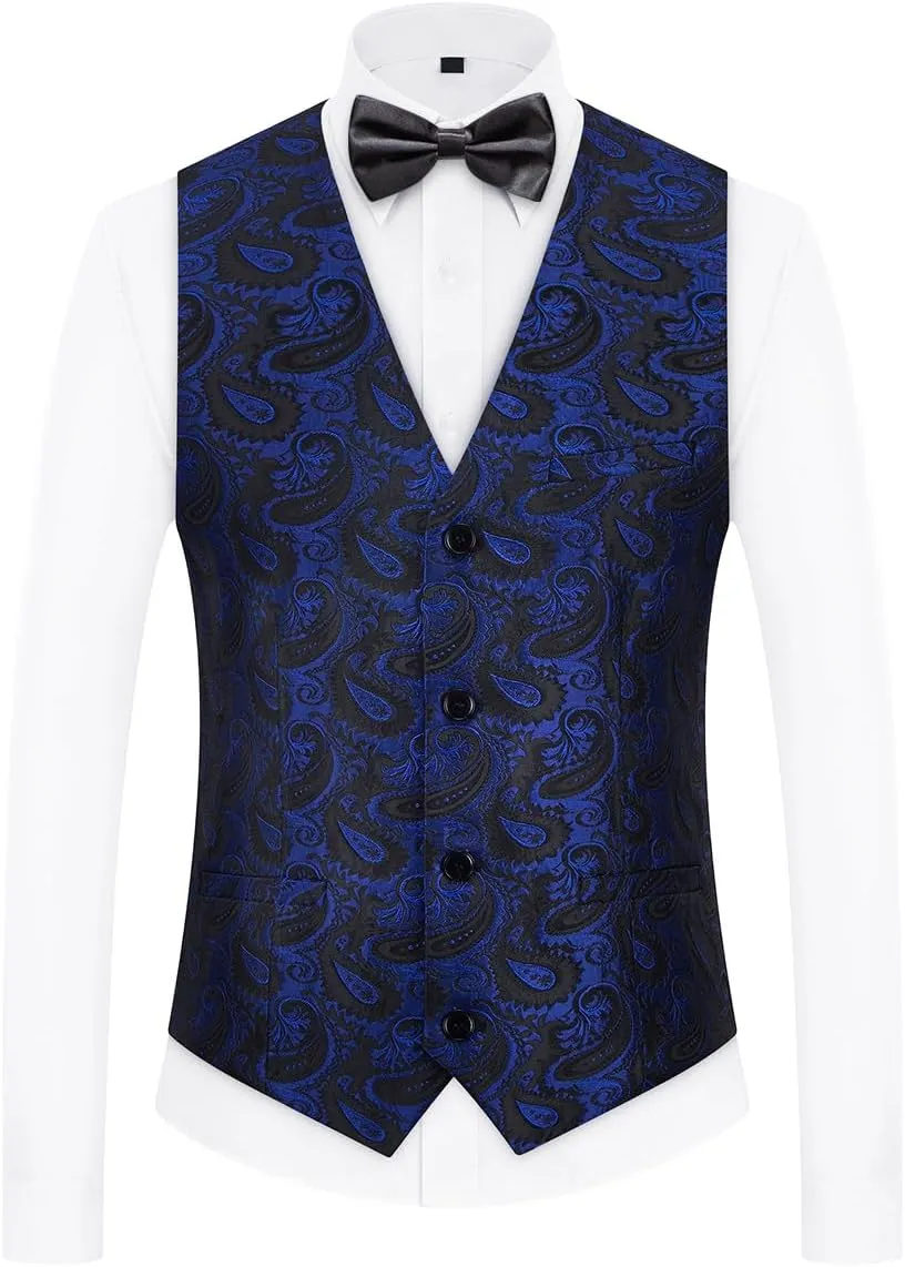 Mens Suits 3 Piece Slim Fit Tuxedo for Men Paisley Suit Prom Tux Shawl Lapel One Button Blazer Vest Pants Set