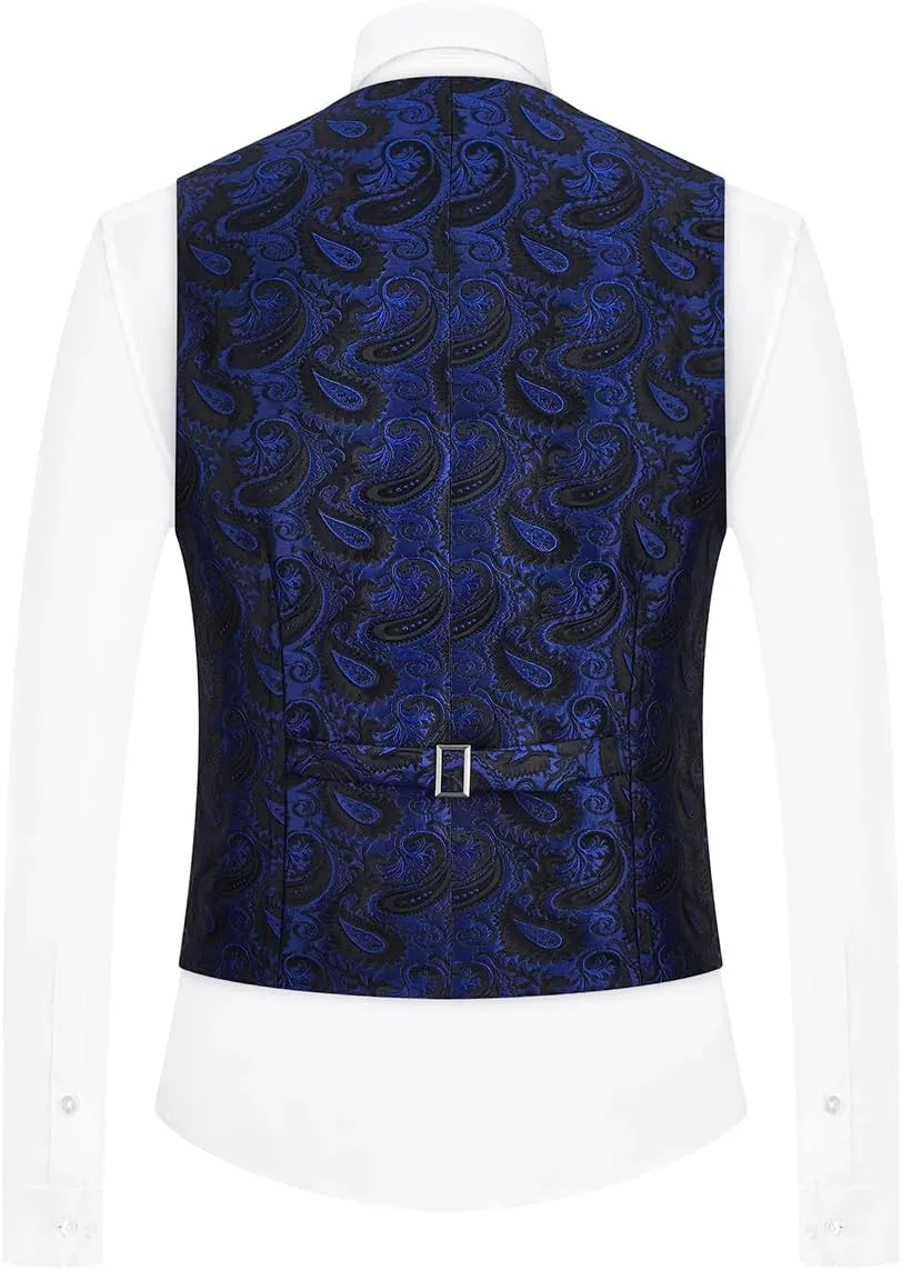 Mens Suits 3 Piece Slim Fit Tuxedo for Men Paisley Suit Prom Tux Shawl Lapel One Button Blazer Vest Pants Set