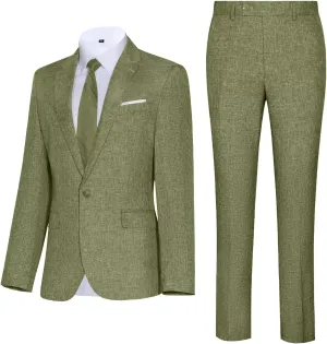 Mens Suits Classic Fit 2 Piece Lightweight Suit Set One Button Casual Jacket Blazer Pant for Men Wedding Bussiness