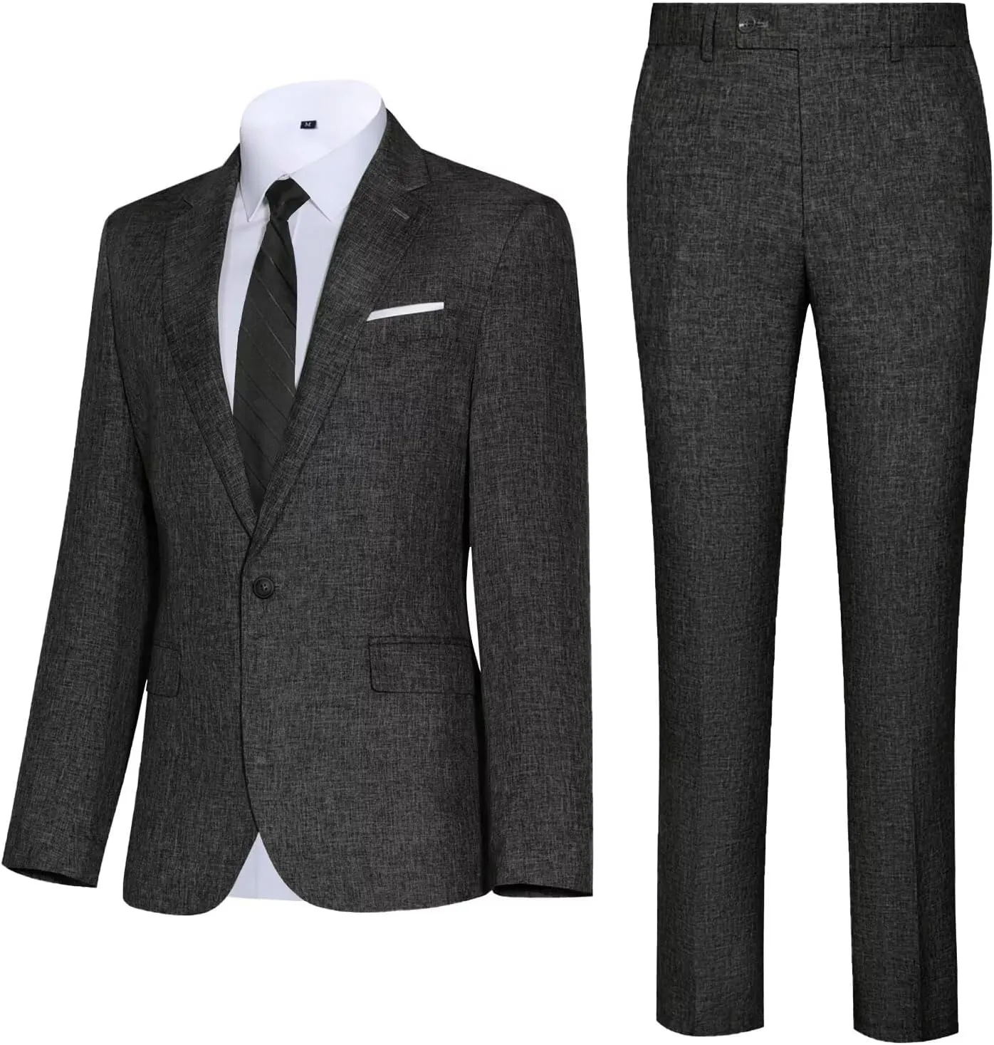 Mens Suits Classic Fit 2 Piece Lightweight Suit Set One Button Casual Jacket Blazer Pant for Men Wedding Bussiness