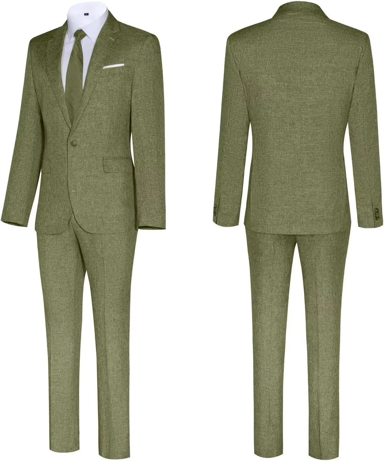 Mens Suits Classic Fit 2 Piece Lightweight Suit Set One Button Casual Jacket Blazer Pant for Men Wedding Bussiness